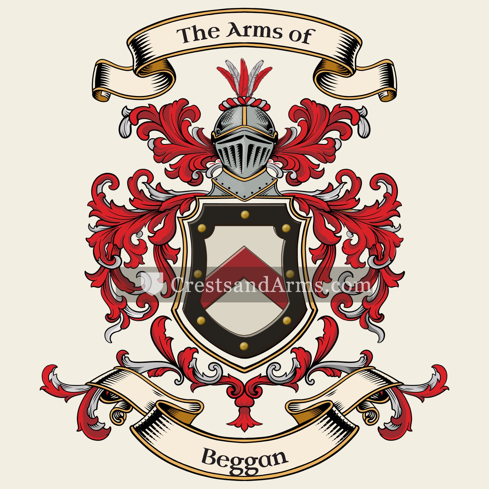 The Beggan coat of arms, drawn from the recorded blazon