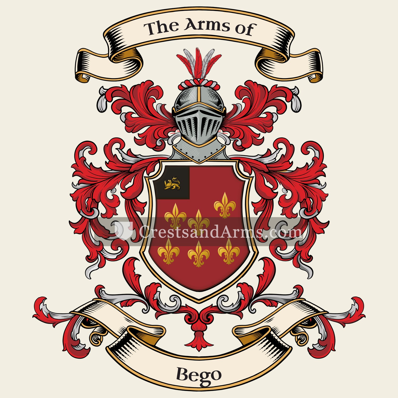 The Bego coat of arms, drawn from the recorded blazon
