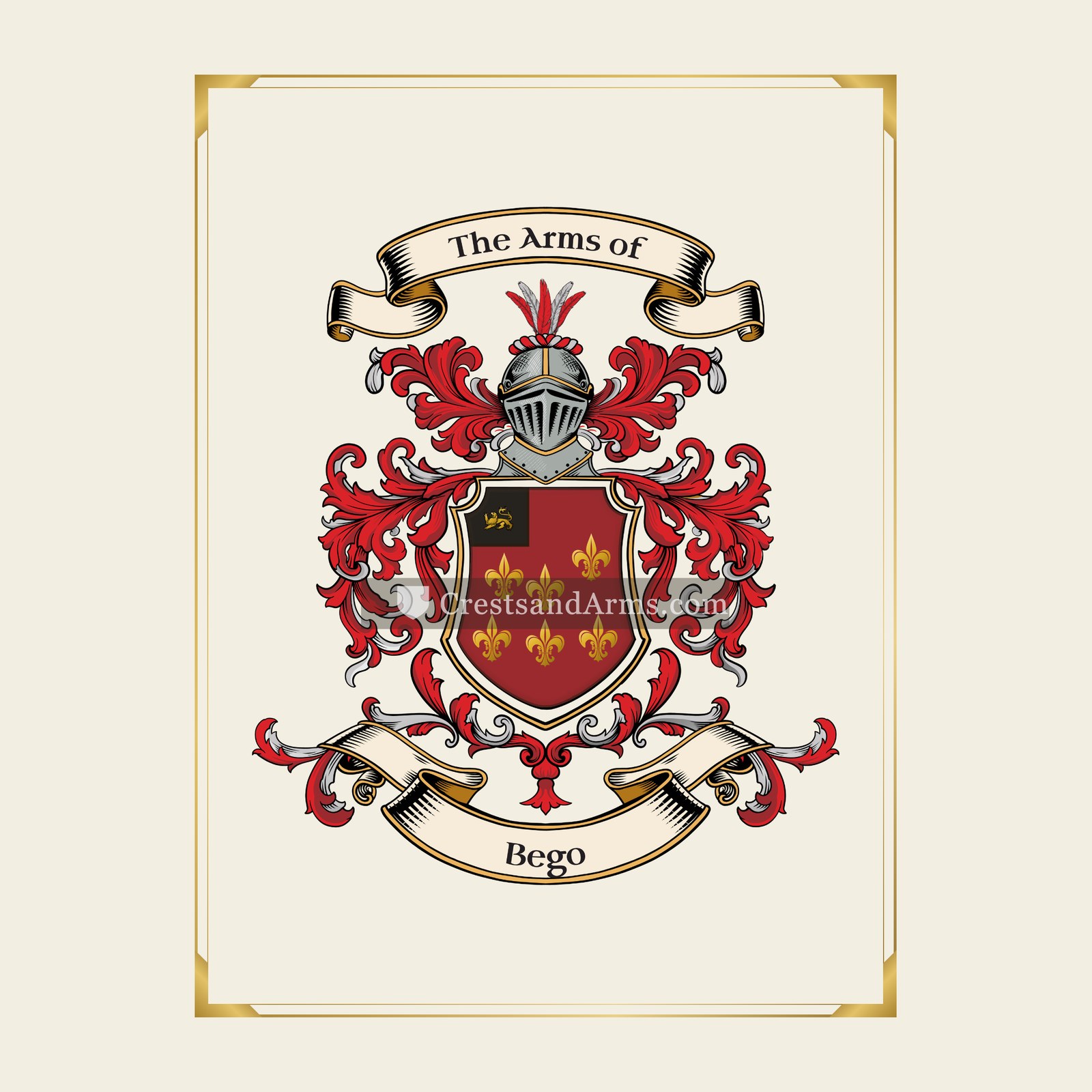 With gold border