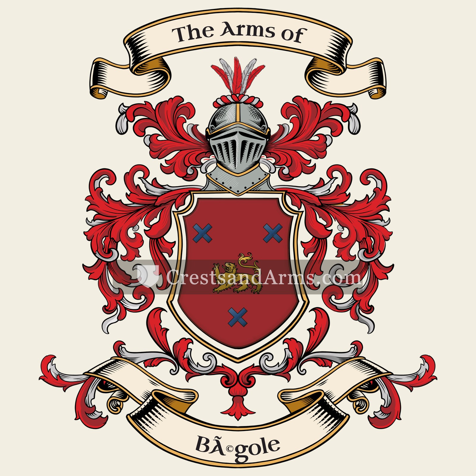 The Bégole coat of arms, drawn from the recorded blazon