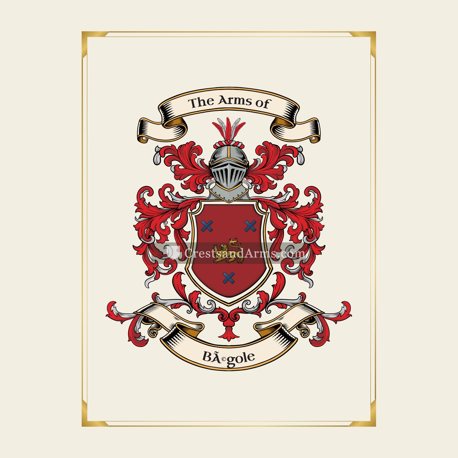 With gold border