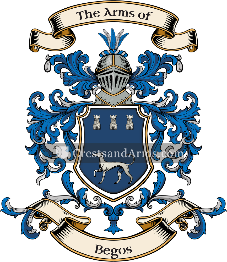 The Begos coat of arms, drawn from the recorded blazon
