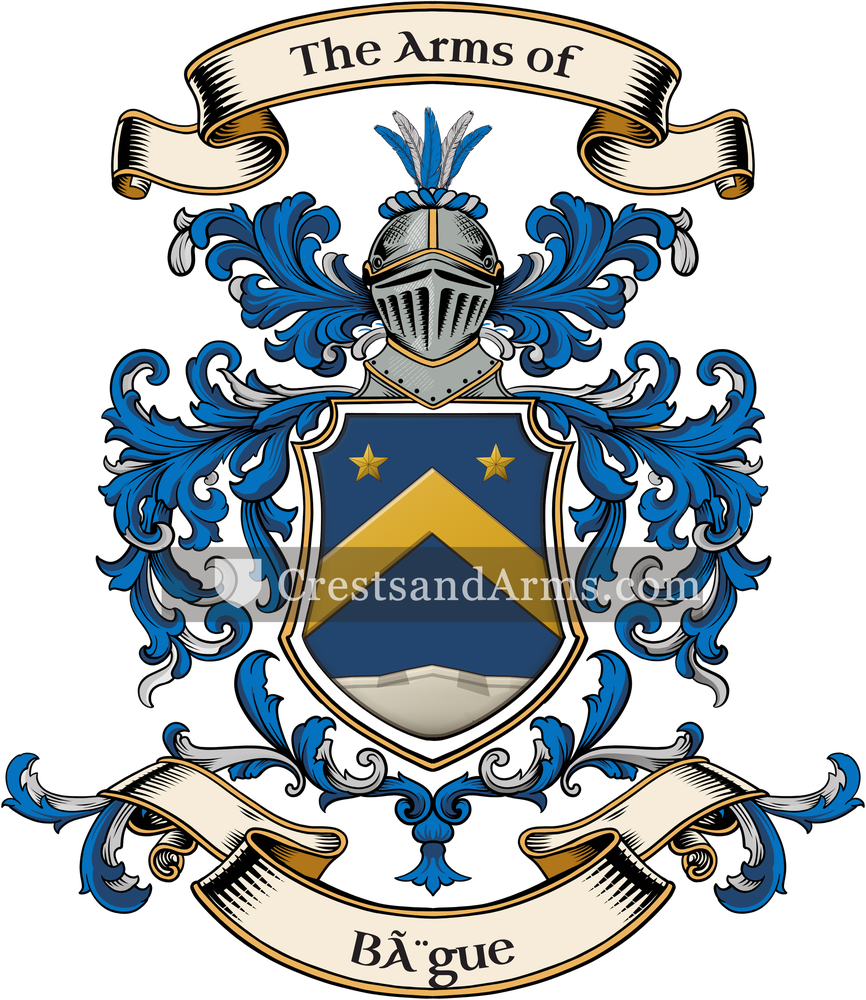 The Bègue coat of arms, drawn from the recorded blazon