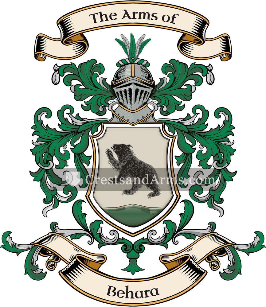 The Behara coat of arms, drawn from the recorded blazon