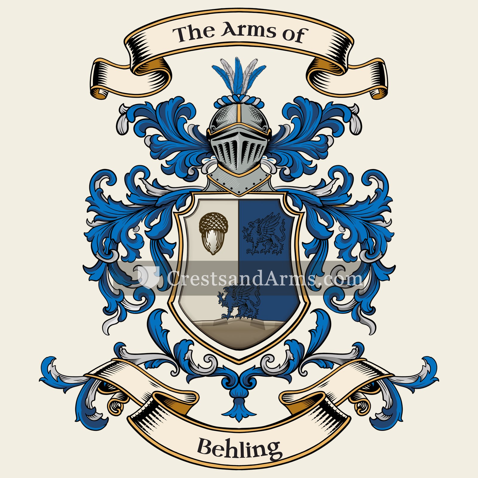 The Behling coat of arms, drawn from the recorded blazon