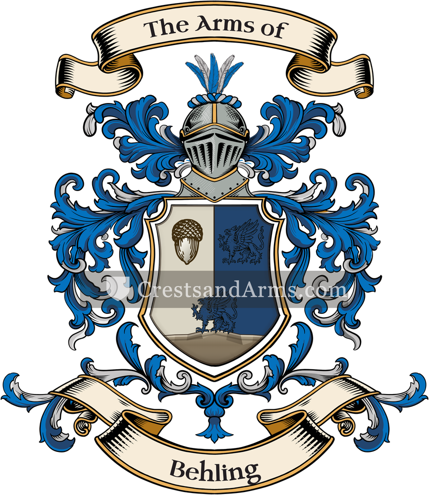 The Behling coat of arms, drawn from the recorded blazon