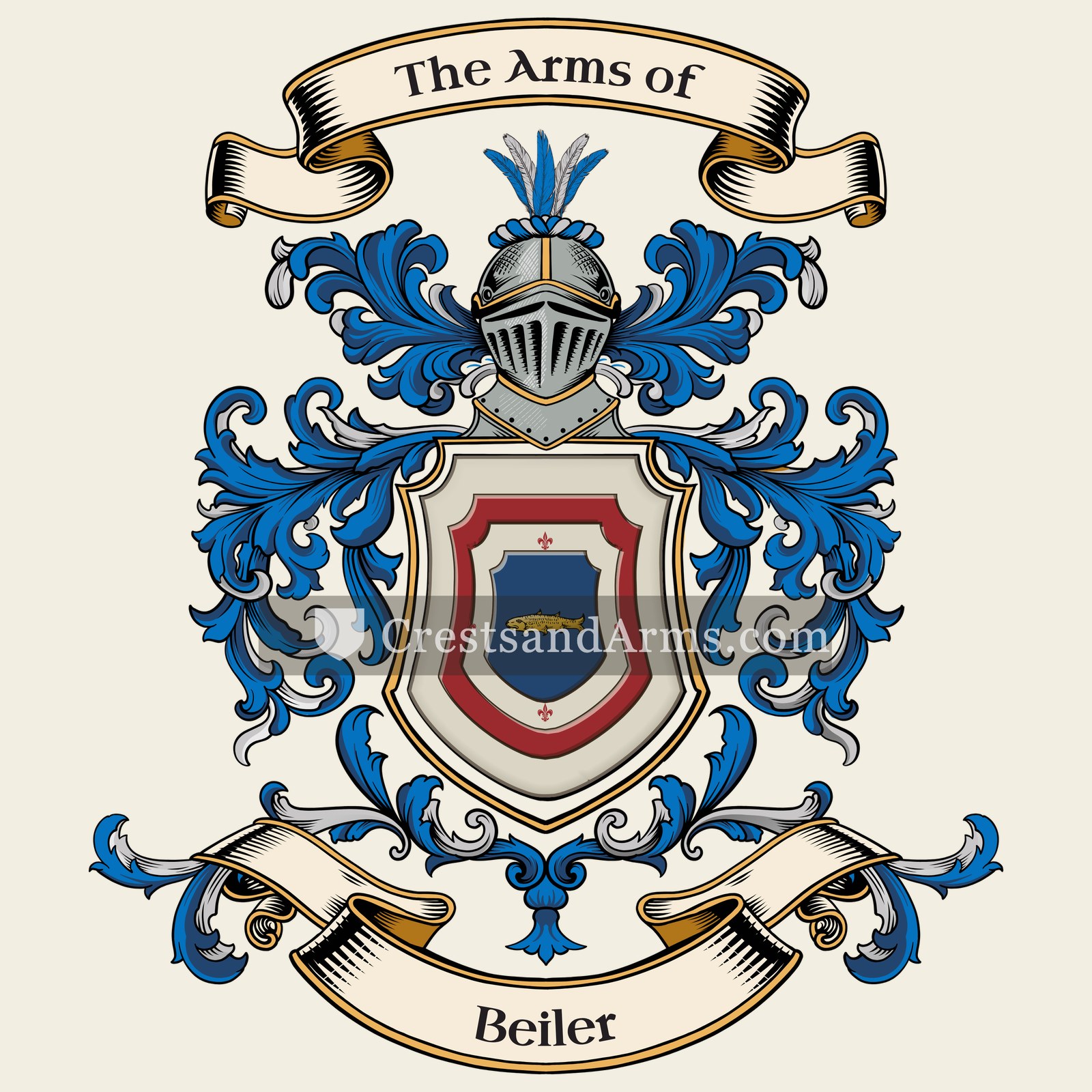 The Beiler coat of arms, drawn from the recorded blazon