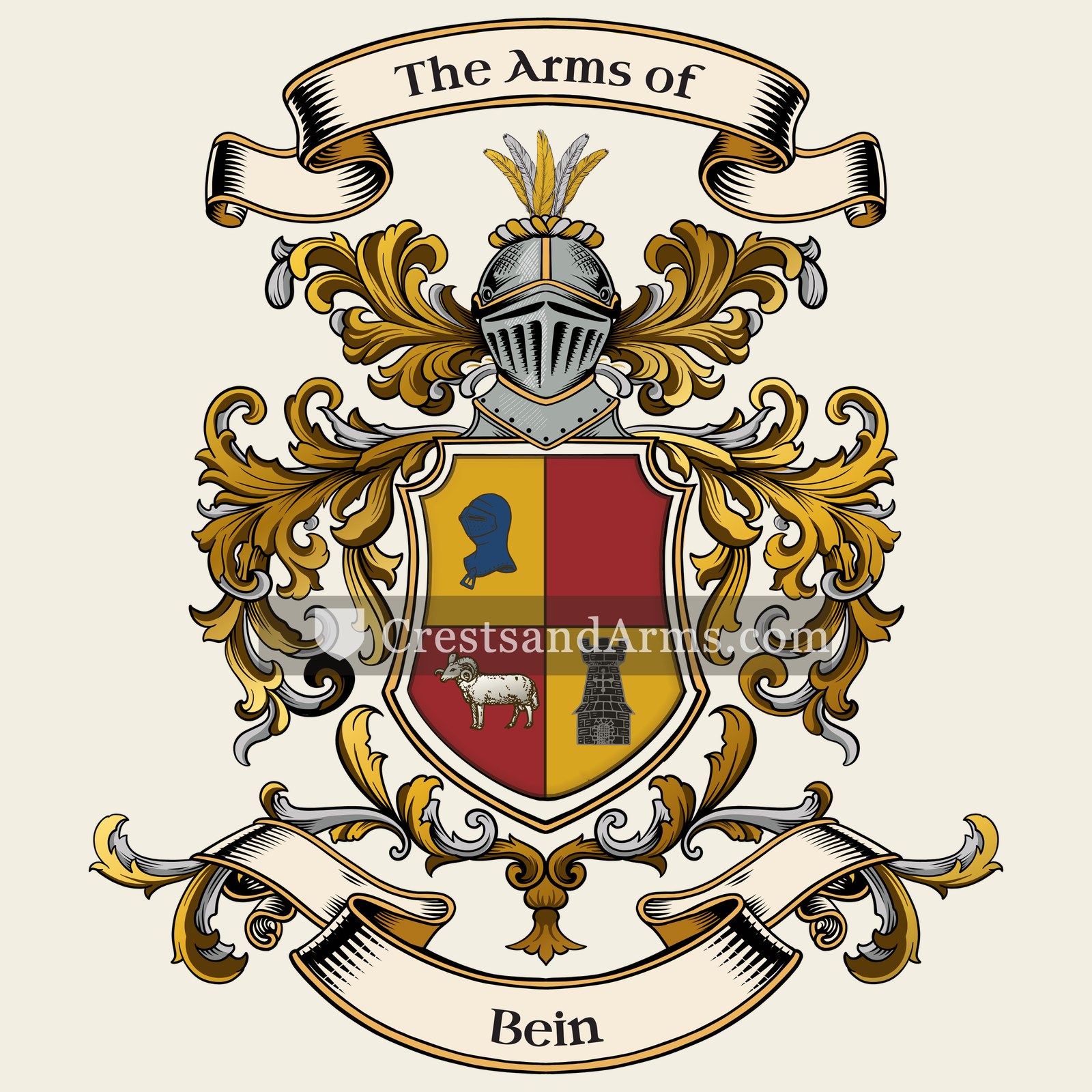The Bein coat of arms, drawn from the recorded blazon