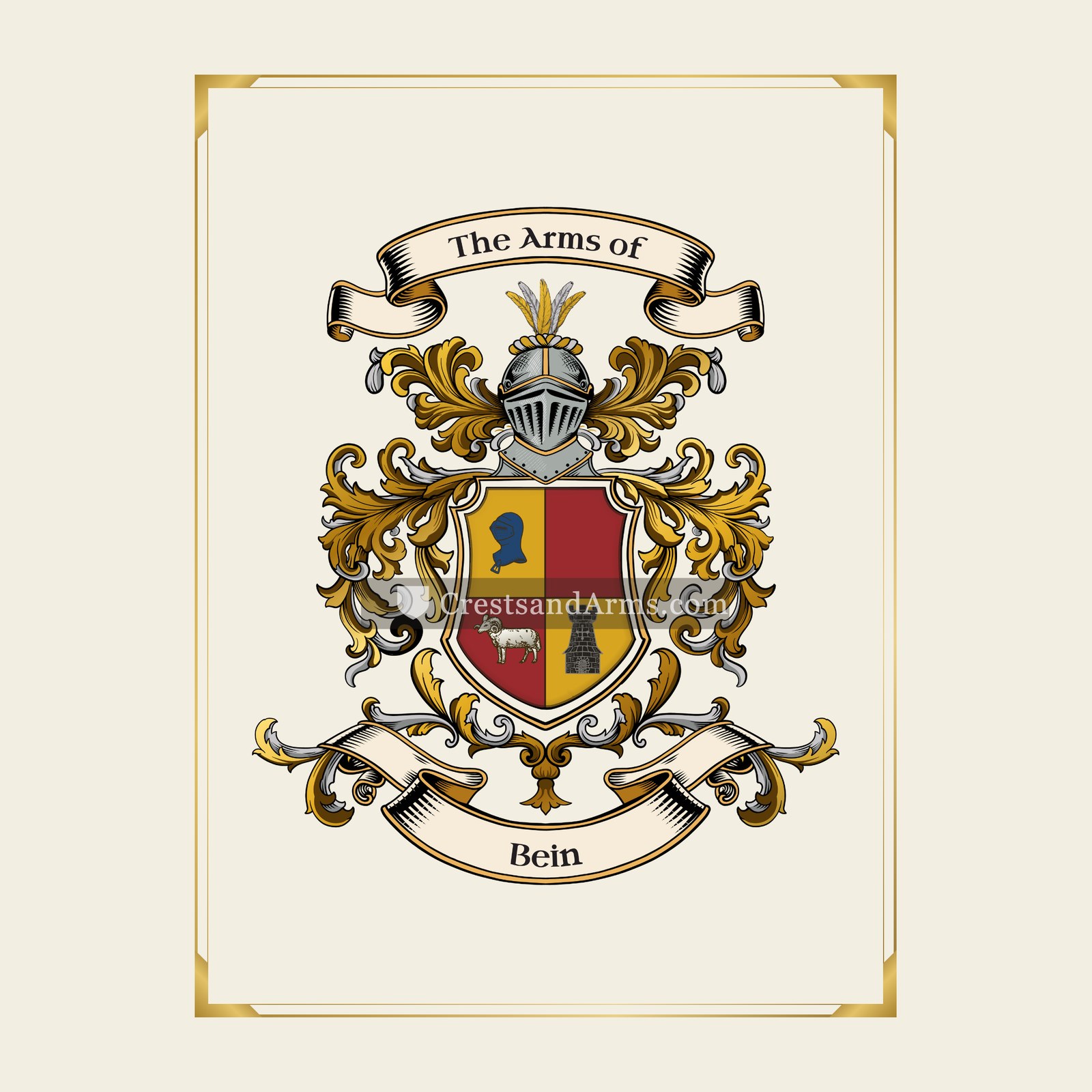 With gold border