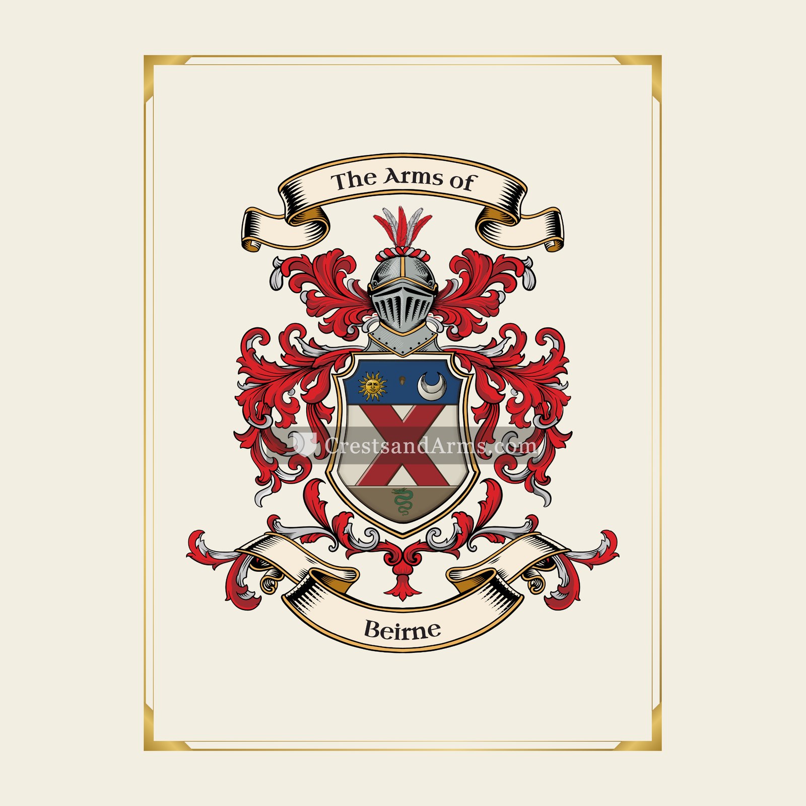With gold border