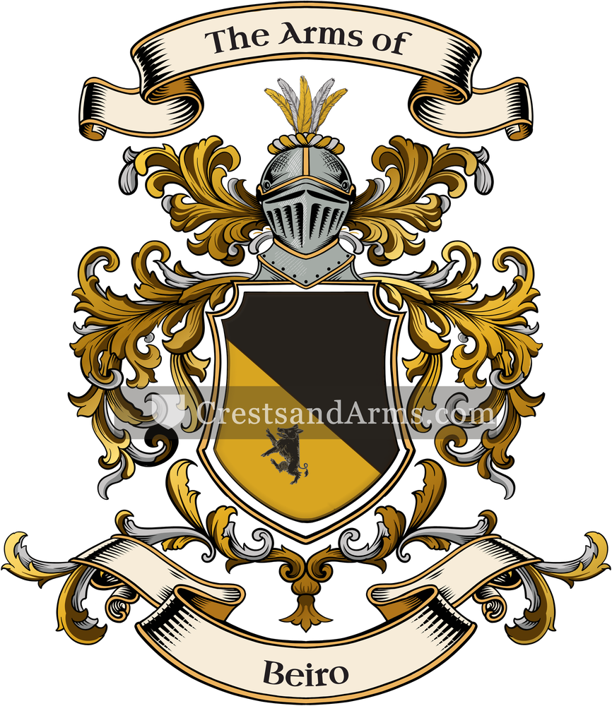 The Beiro coat of arms, drawn from the recorded blazon