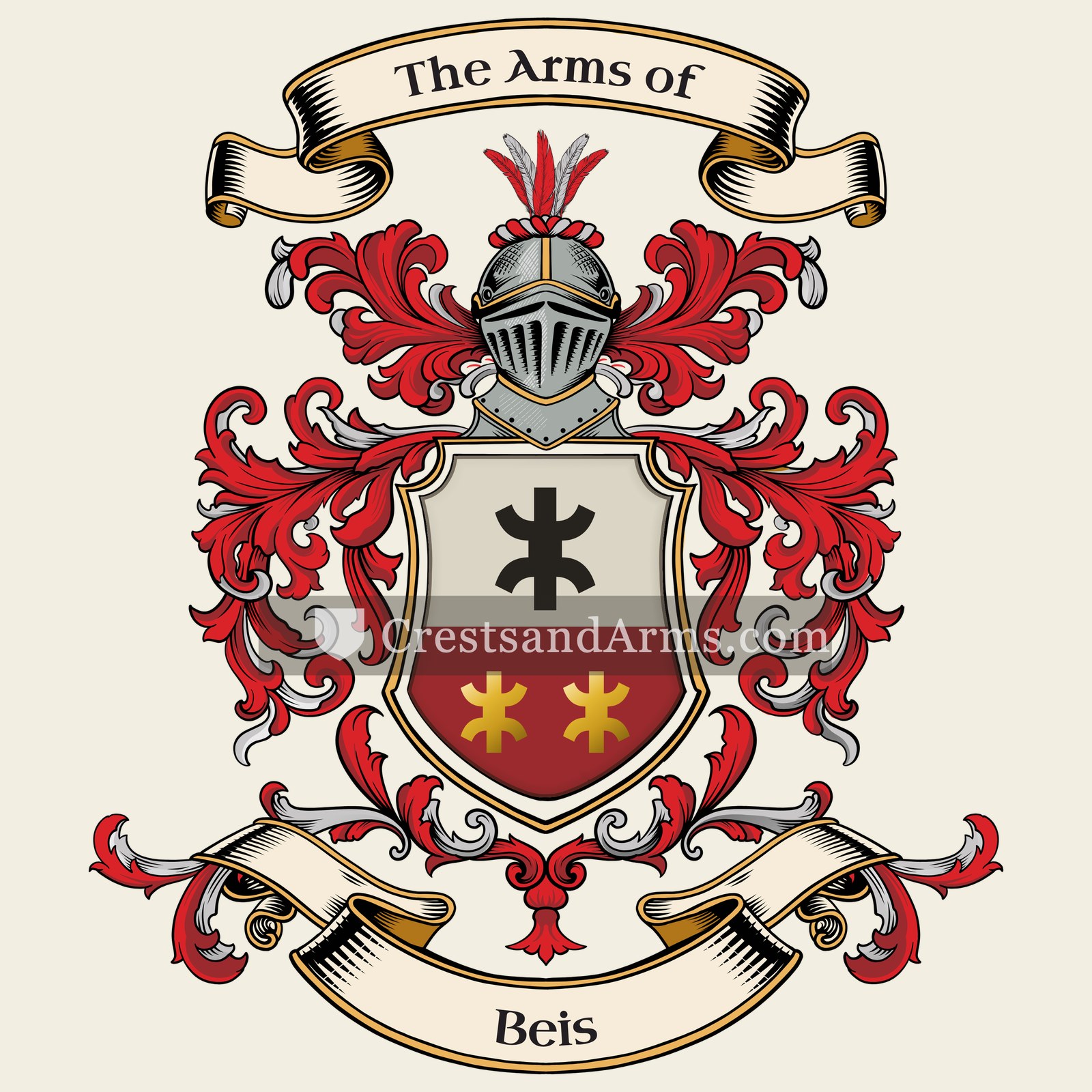 The Beis coat of arms, drawn from the recorded blazon