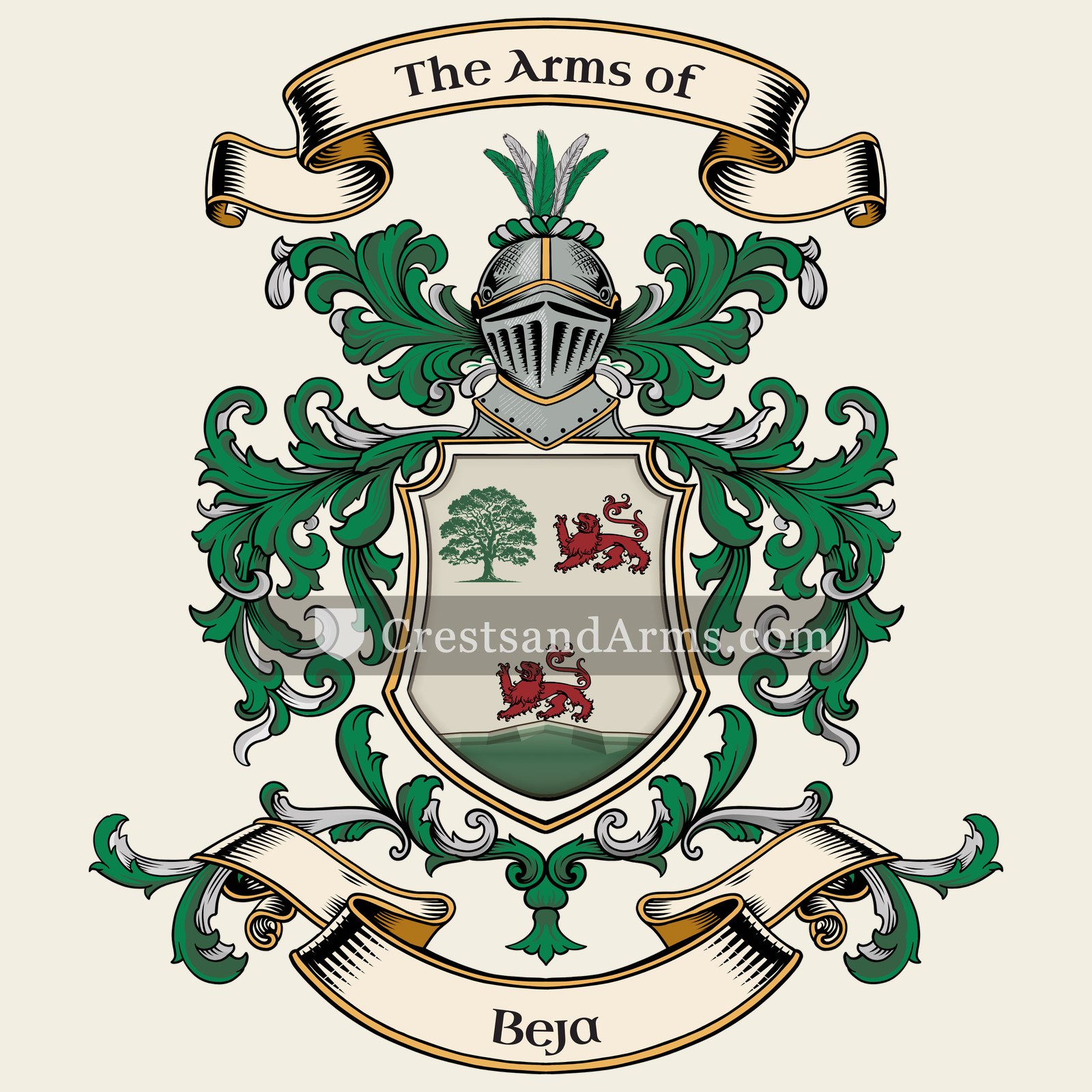 The Beja coat of arms, drawn from the recorded blazon