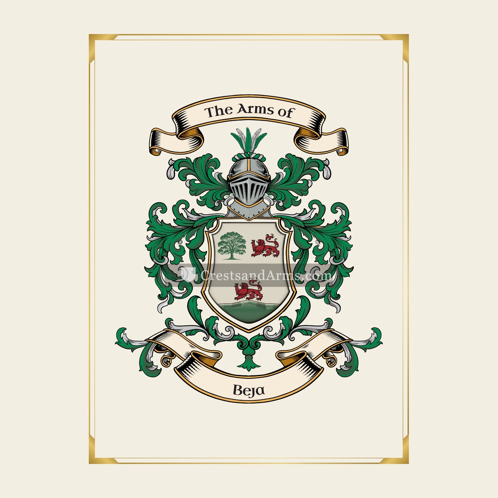 With gold border