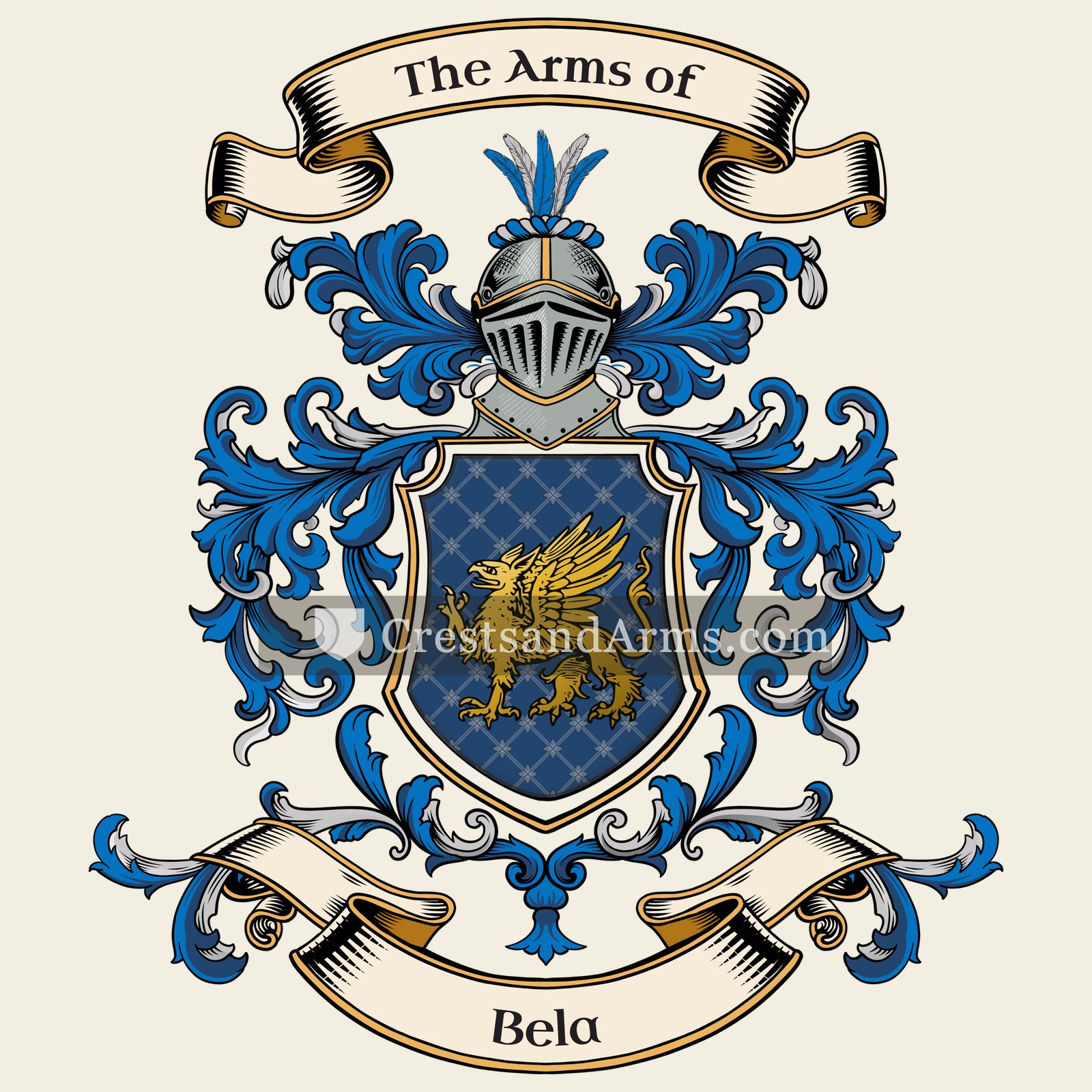 The Bela coat of arms, drawn from the recorded blazon