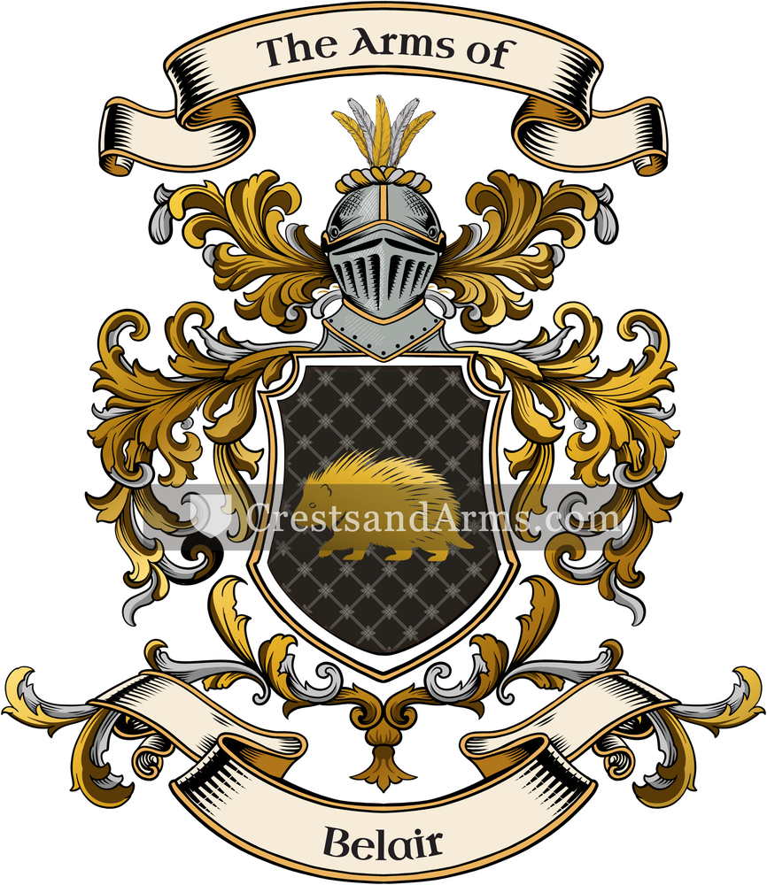 The Belair coat of arms, drawn from the recorded blazon