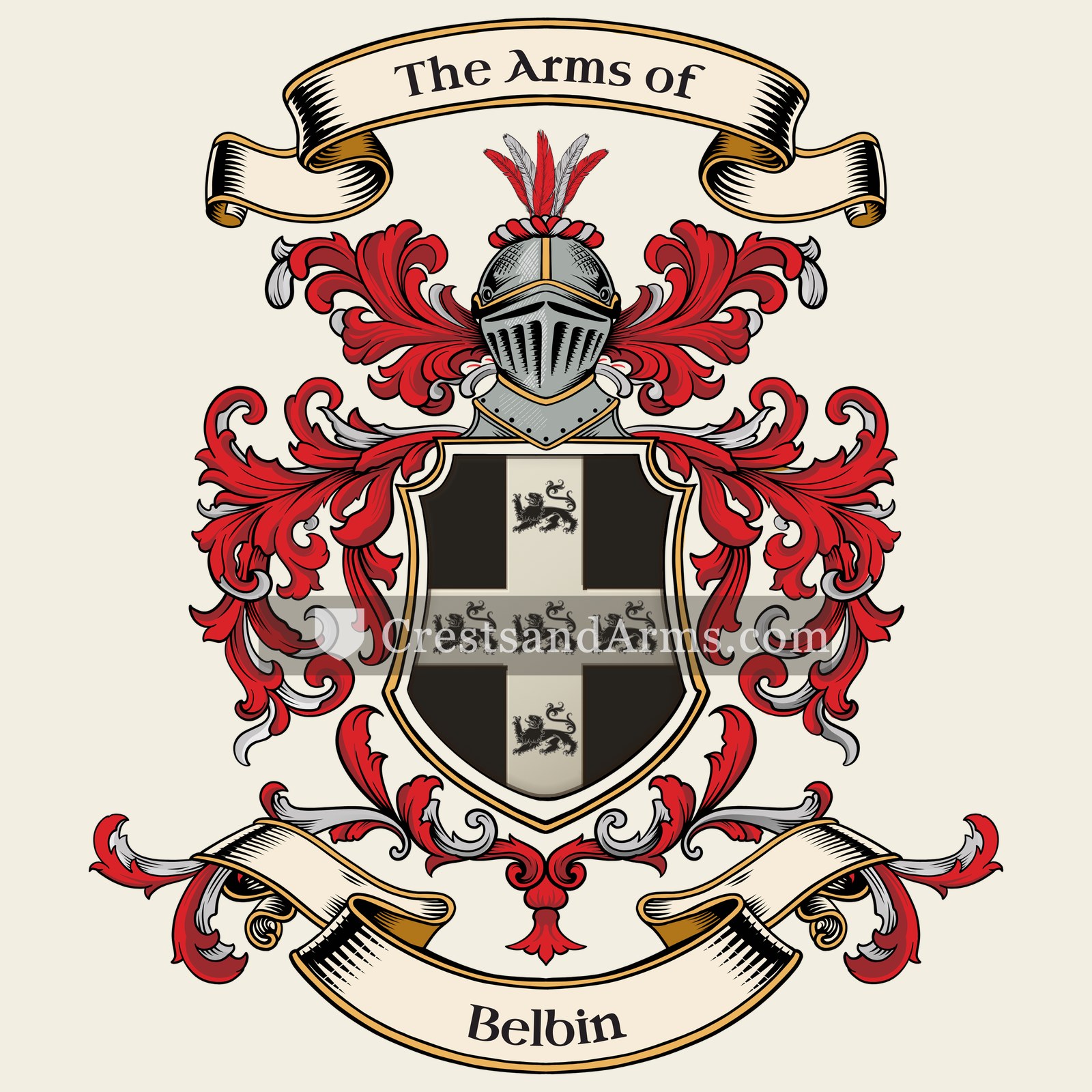 The Belbin coat of arms, drawn from the recorded blazon