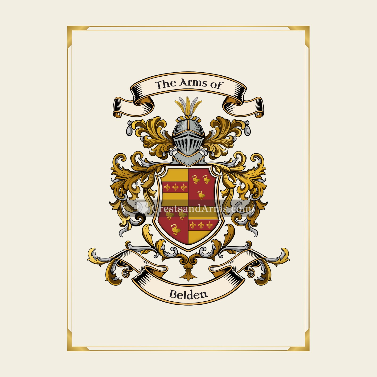 With gold border
