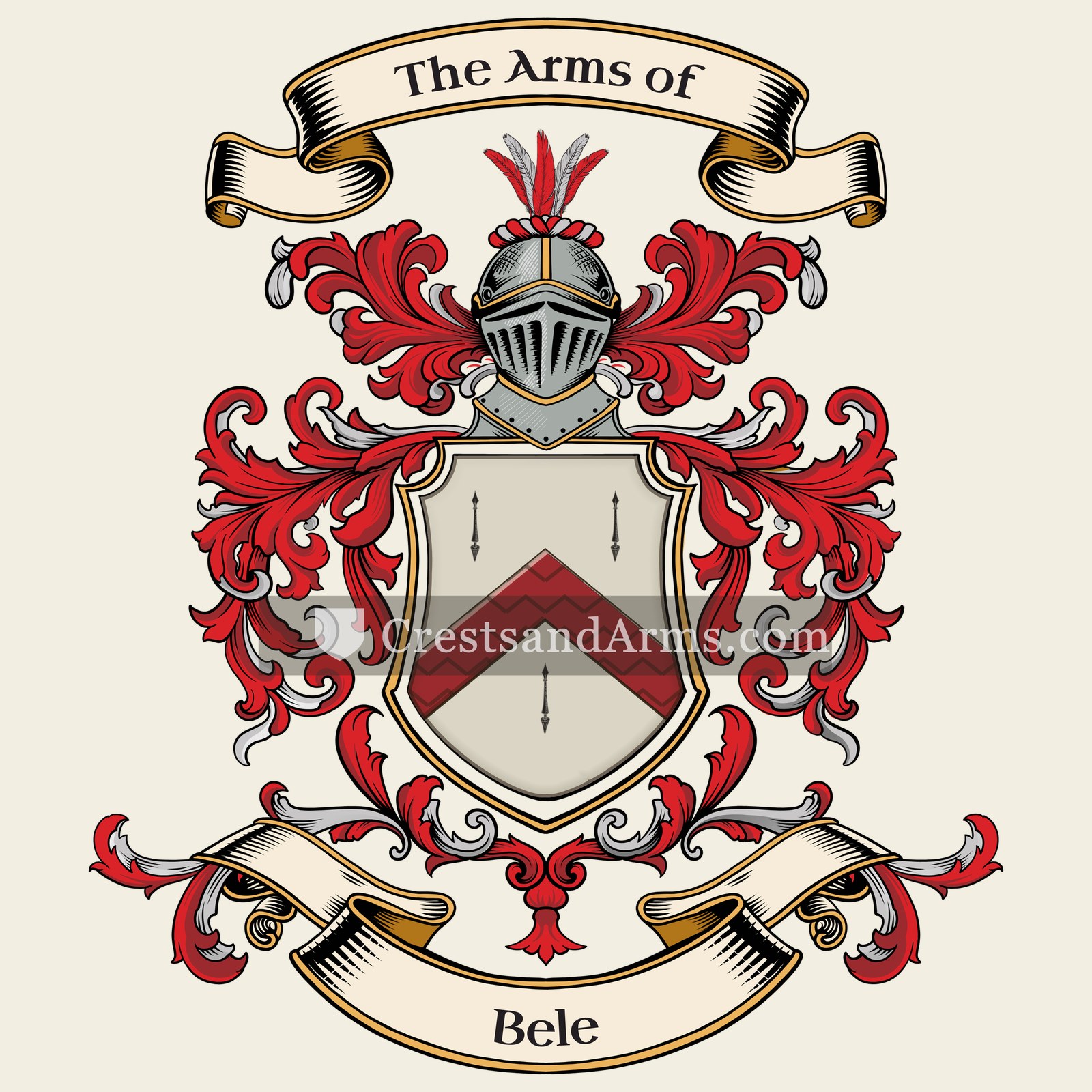 The Bele coat of arms, drawn from the recorded blazon