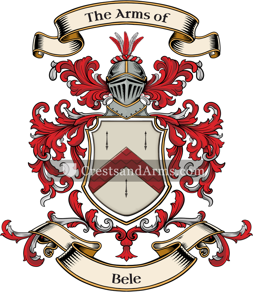 The Bele coat of arms, drawn from the recorded blazon