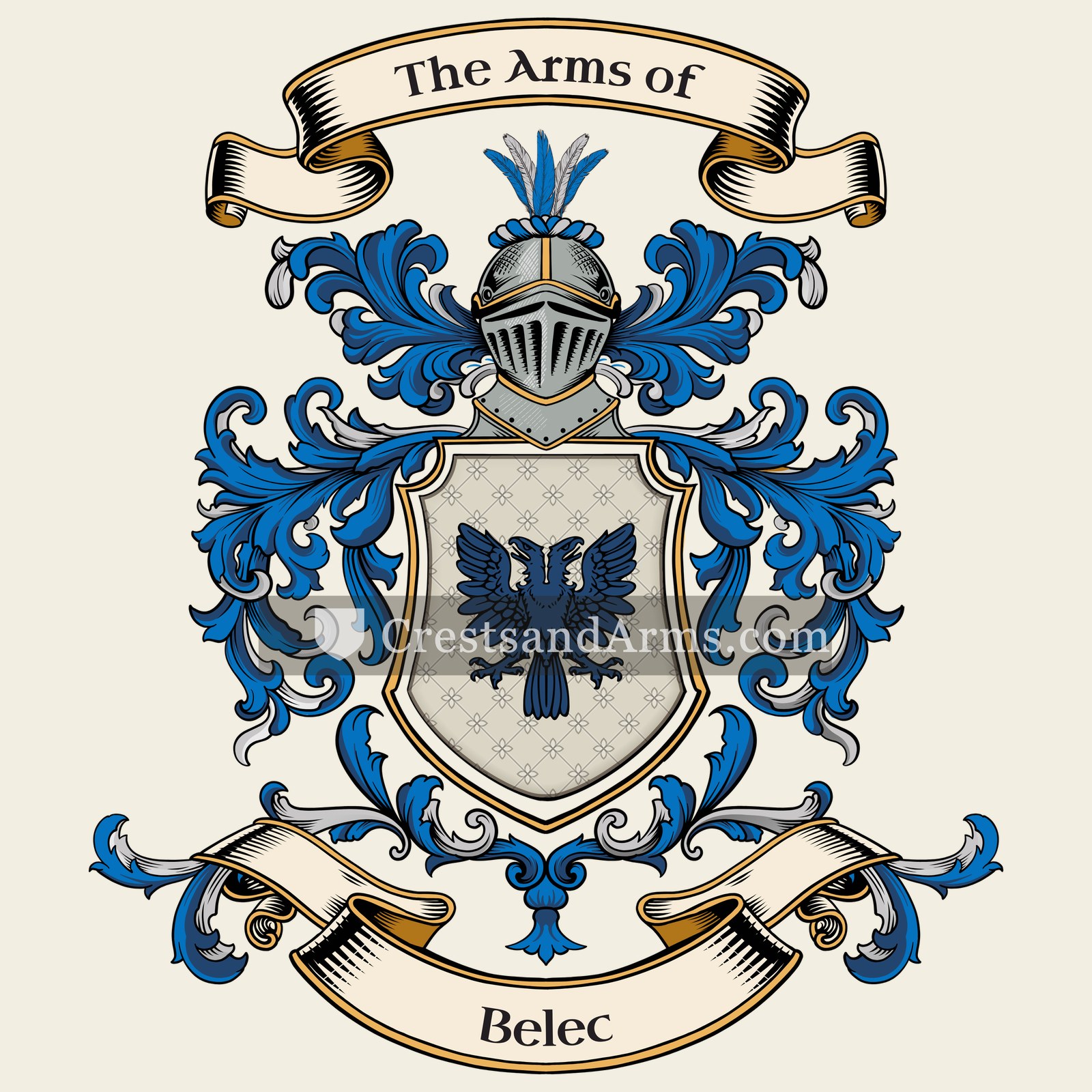 The Belec coat of arms, drawn from the recorded blazon