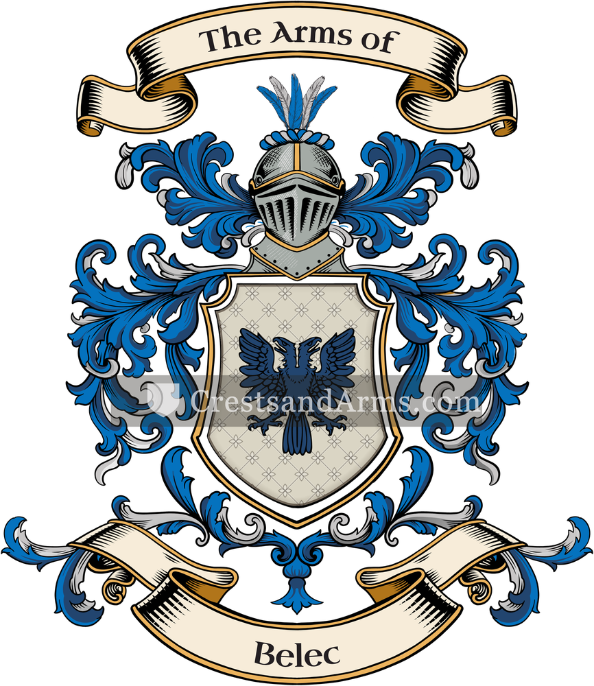 The Belec coat of arms, drawn from the recorded blazon