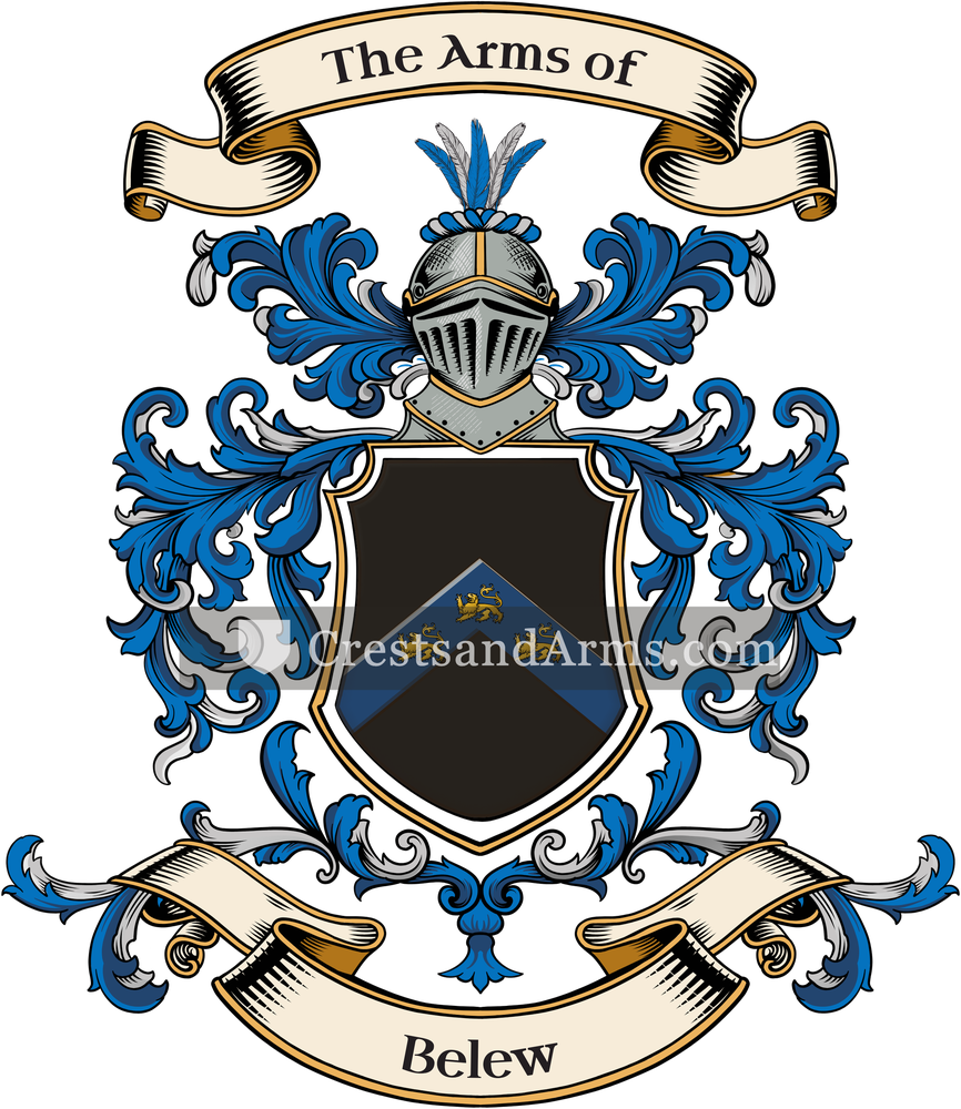 The Belew coat of arms, drawn from the recorded blazon