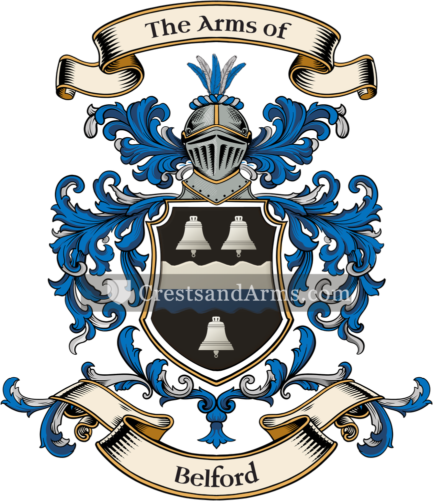 The Belford coat of arms, drawn from the recorded blazon