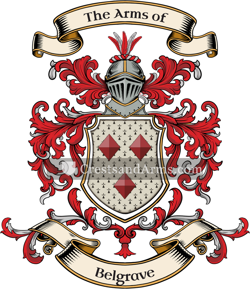 The Belgrave coat of arms, drawn from the recorded blazon