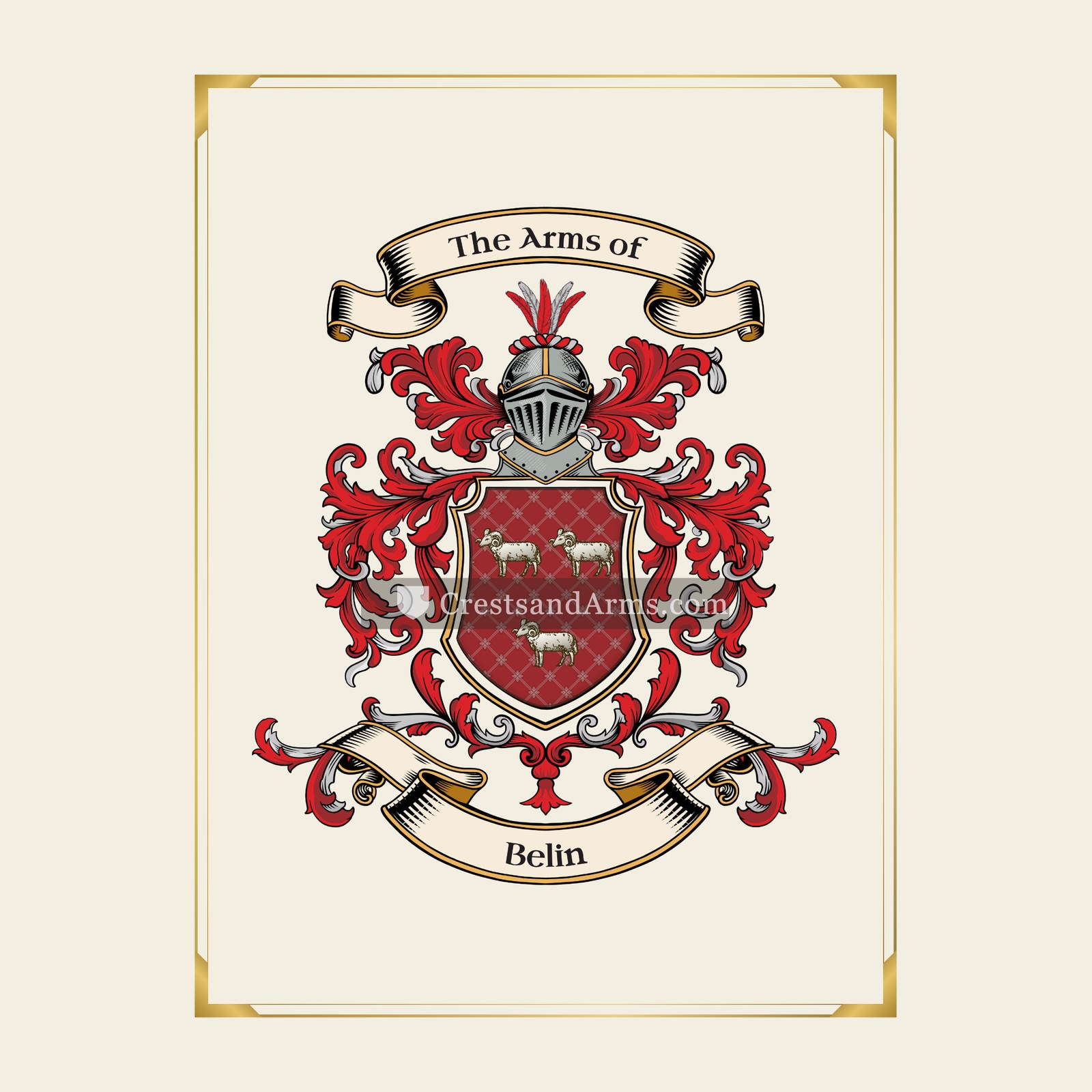 With gold border