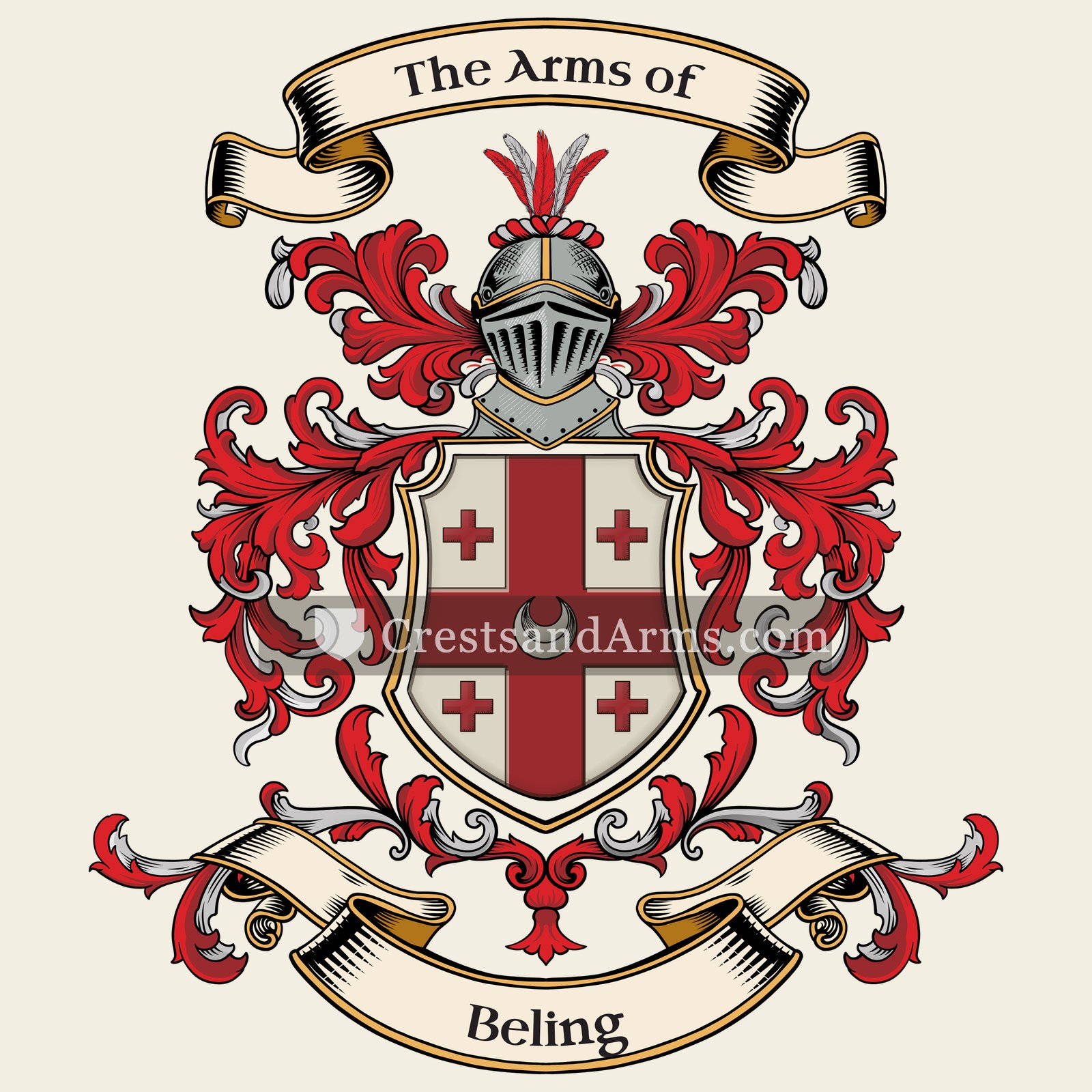 The Beling coat of arms, drawn from the recorded blazon
