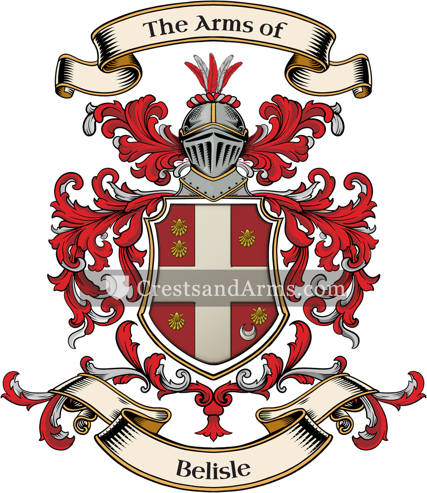 The Belisle coat of arms, drawn from the recorded blazon