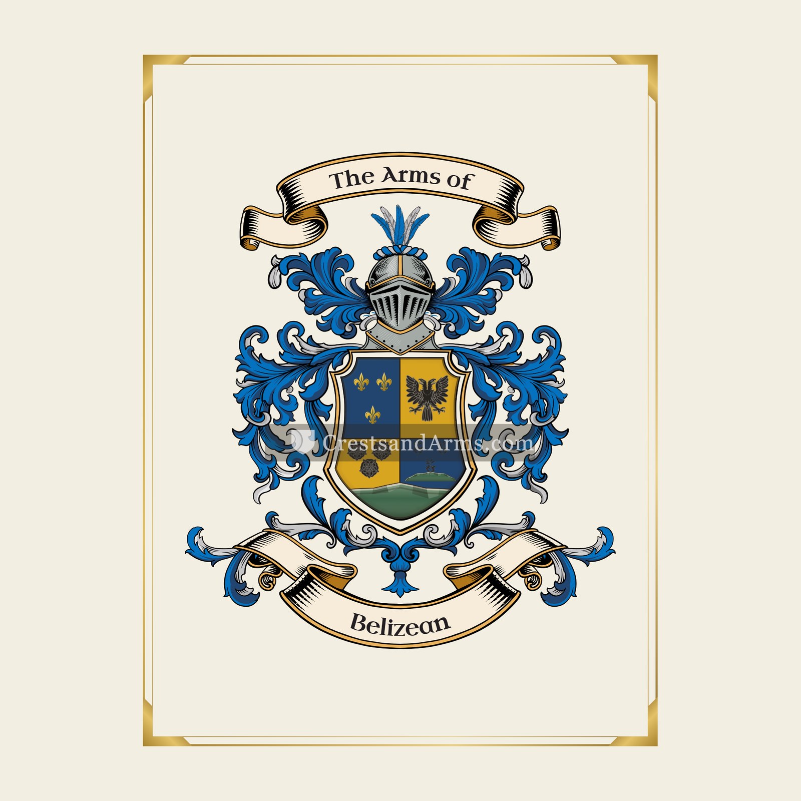 With gold border