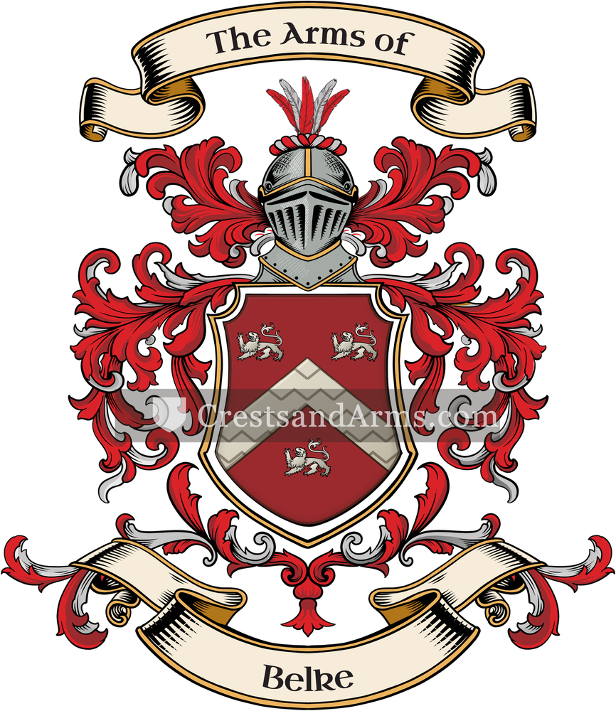 The Belke coat of arms, drawn from the recorded blazon