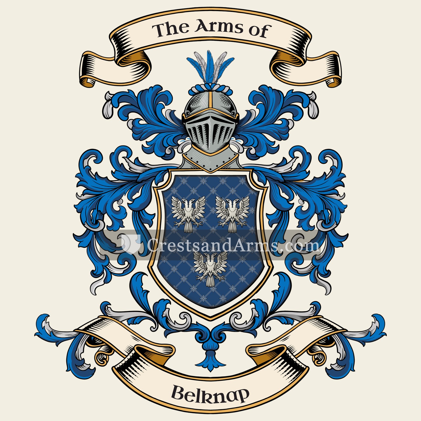 The Belknap coat of arms, drawn from the recorded blazon