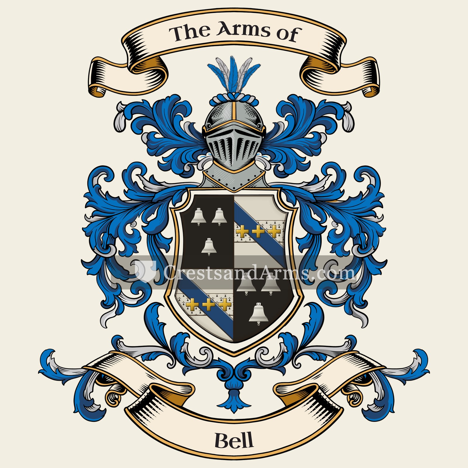 The Bell coat of arms, drawn from the recorded blazon