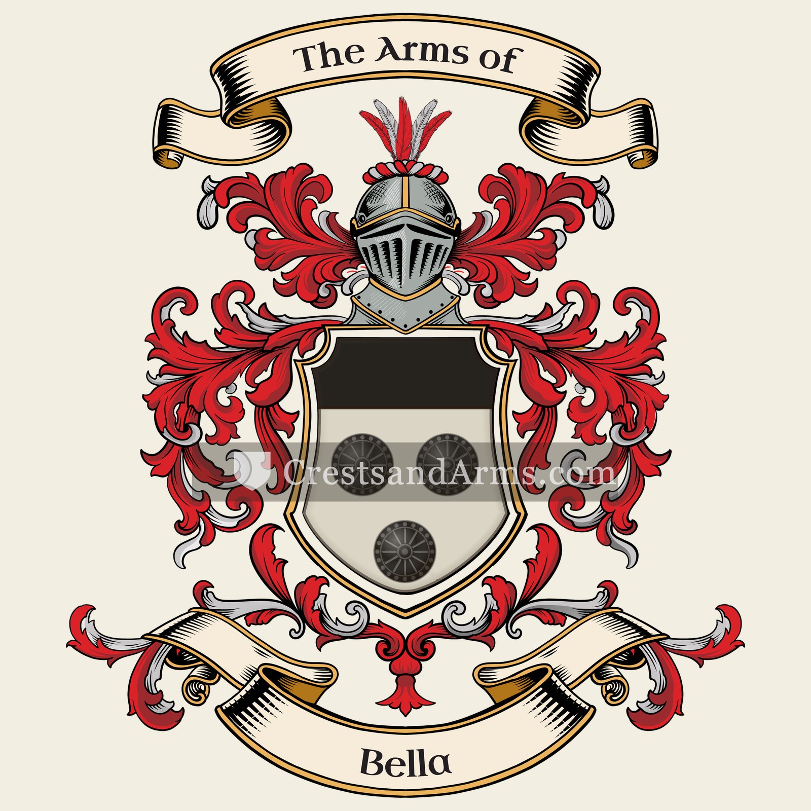 The Bella coat of arms, drawn from the recorded blazon