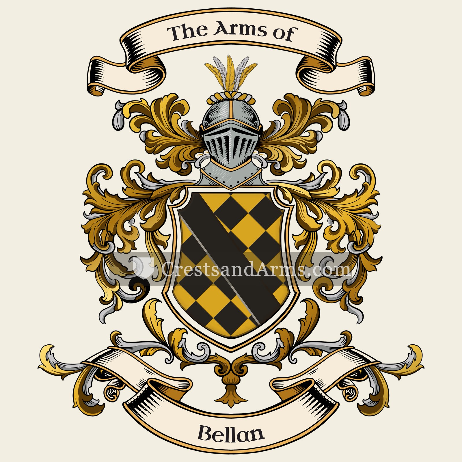 The Bellan coat of arms, drawn from the recorded blazon