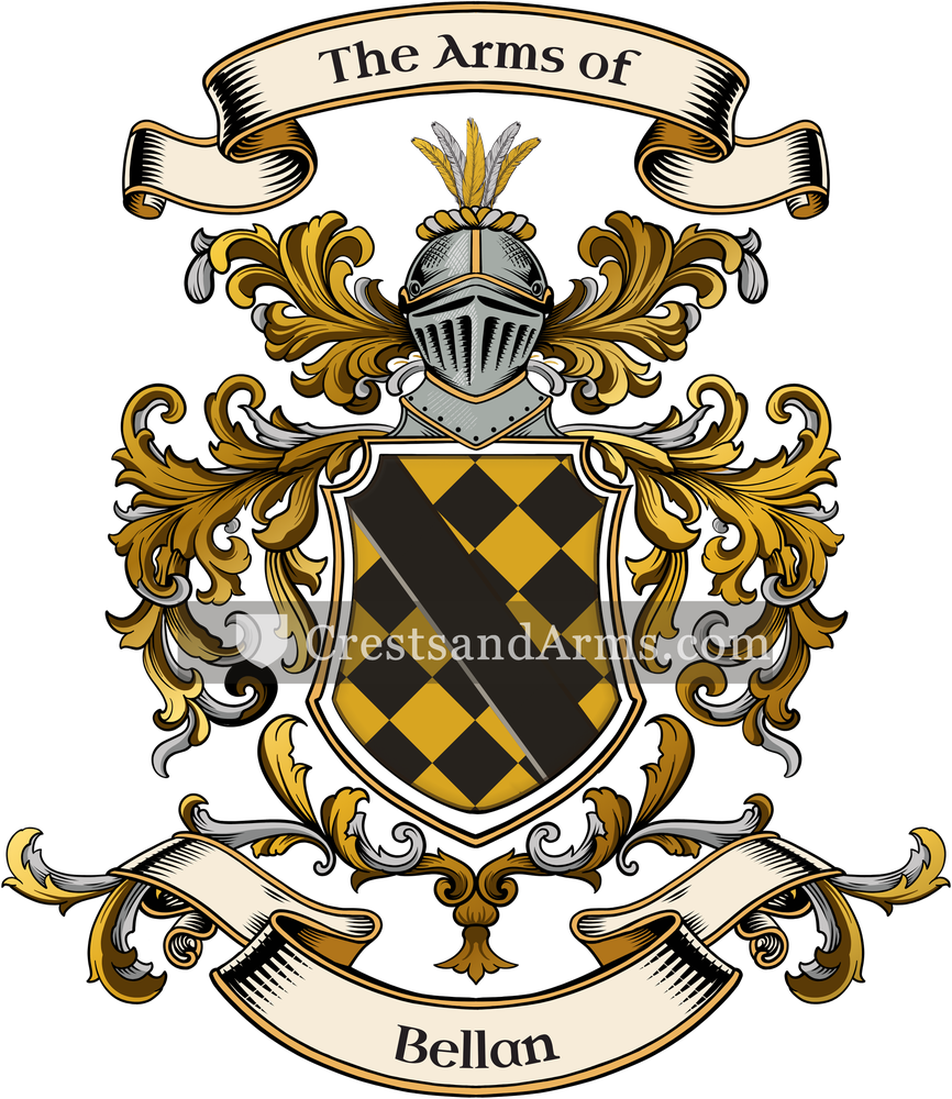 The Bellan coat of arms, drawn from the recorded blazon