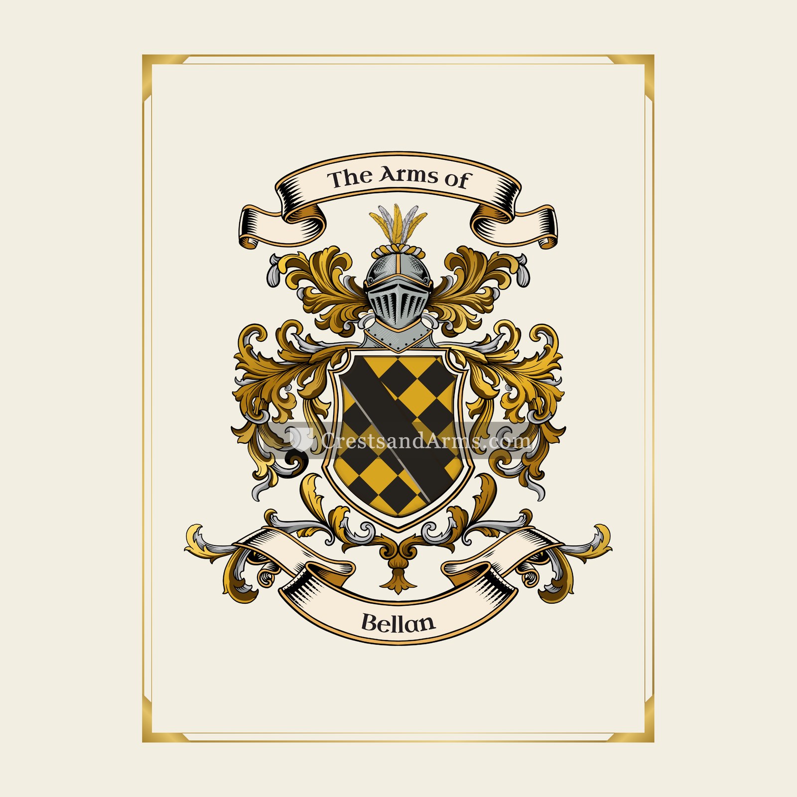 With gold border
