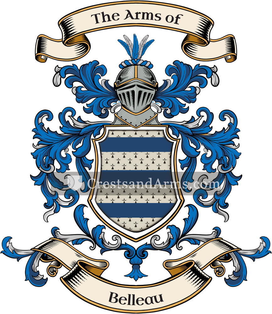 The Belleau coat of arms, drawn from the recorded blazon
