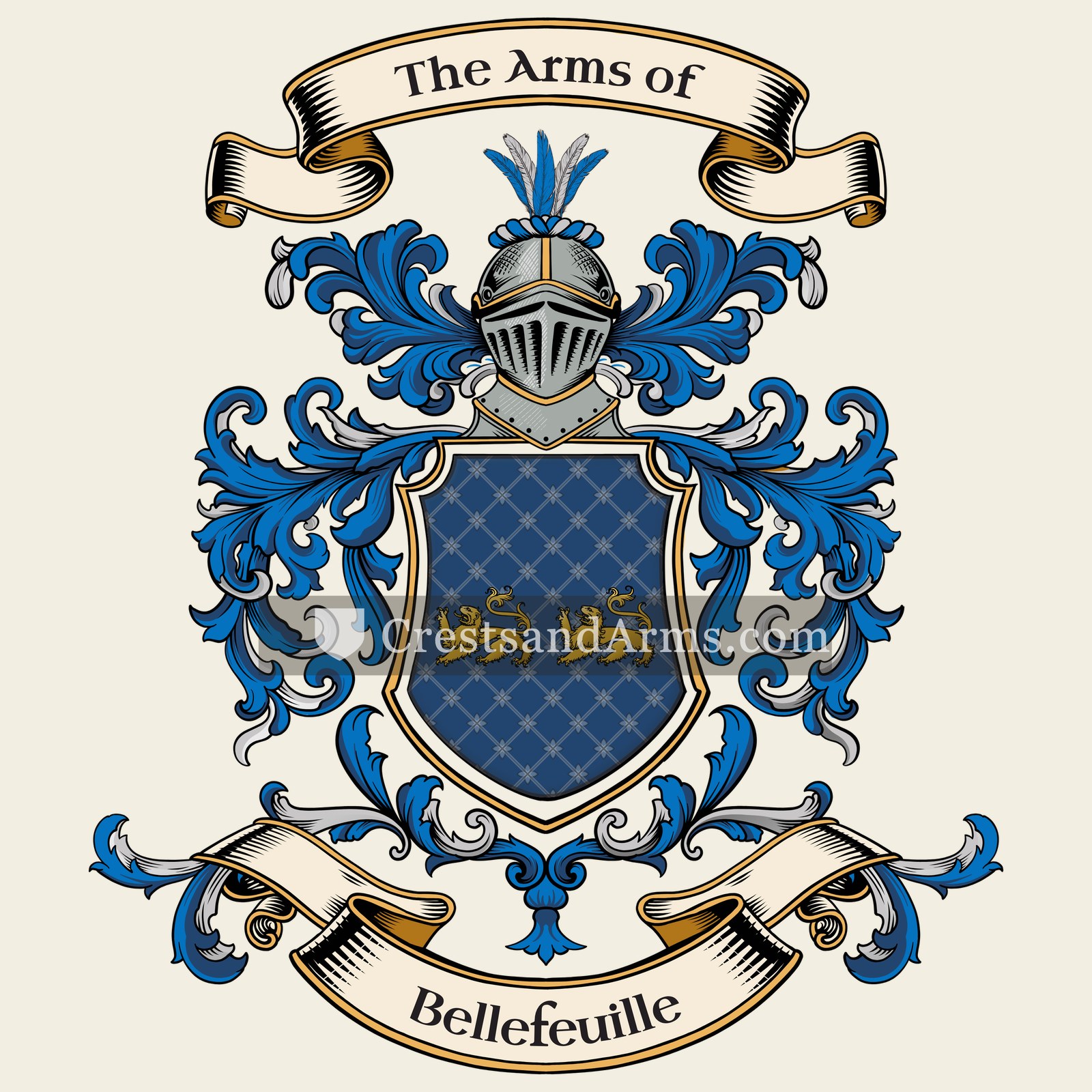 The Bellefeuille coat of arms, drawn from the recorded blazon