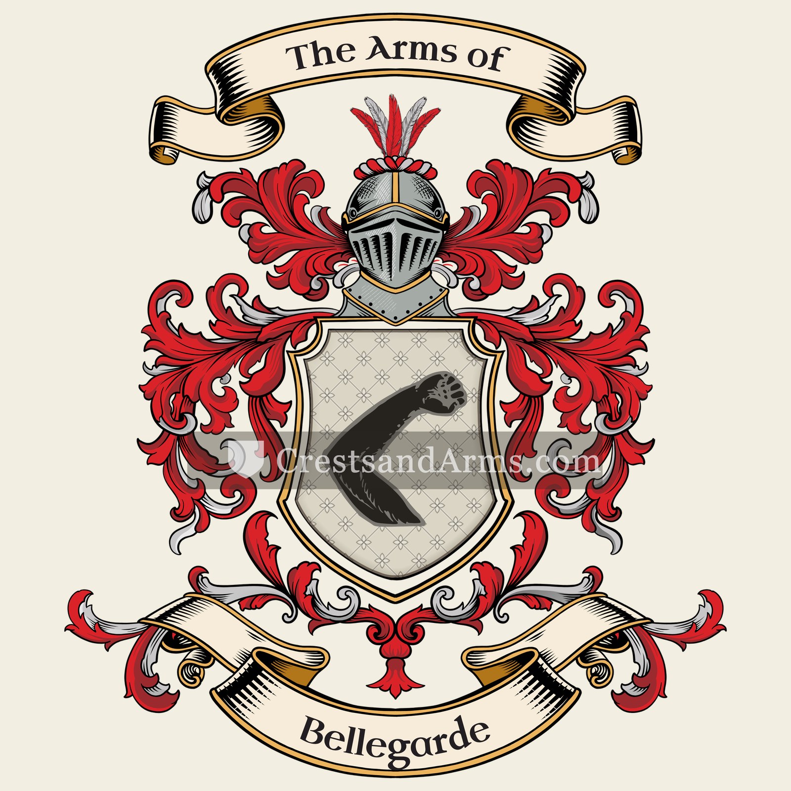 The Bellegarde coat of arms, drawn from the recorded blazon