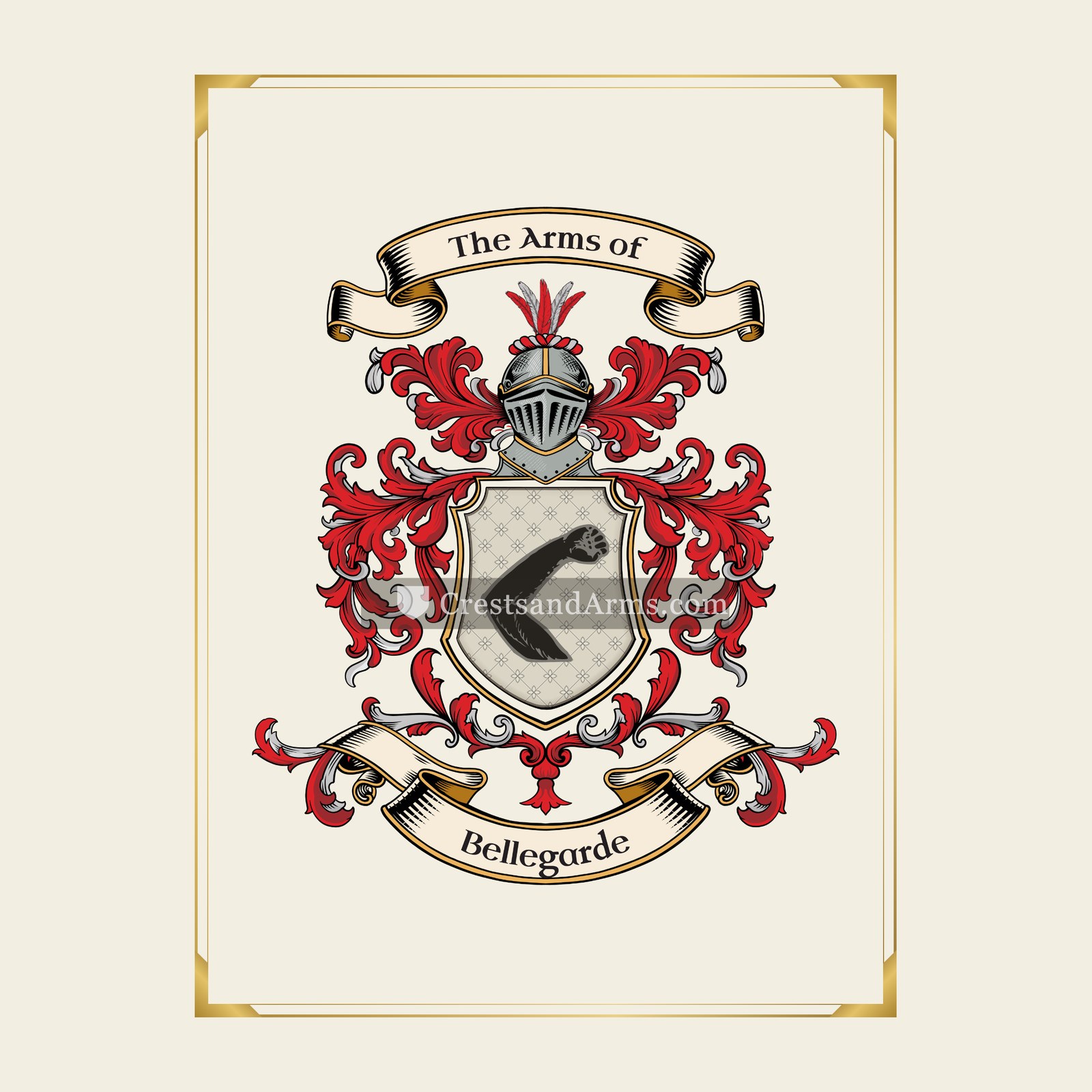With gold border