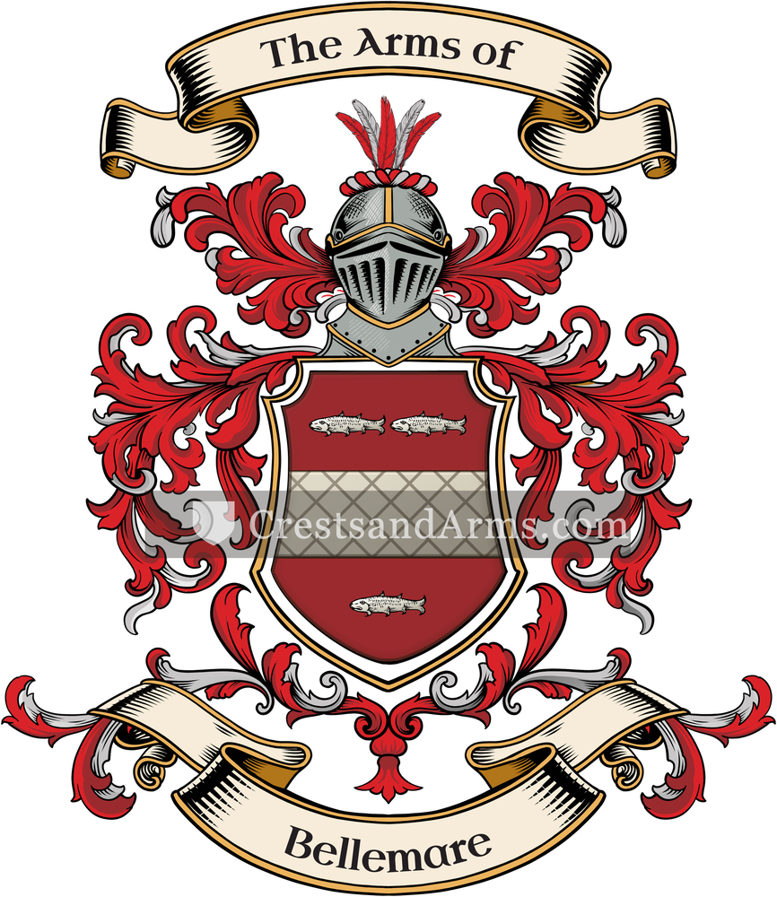 The Bellemare coat of arms, drawn from the recorded blazon
