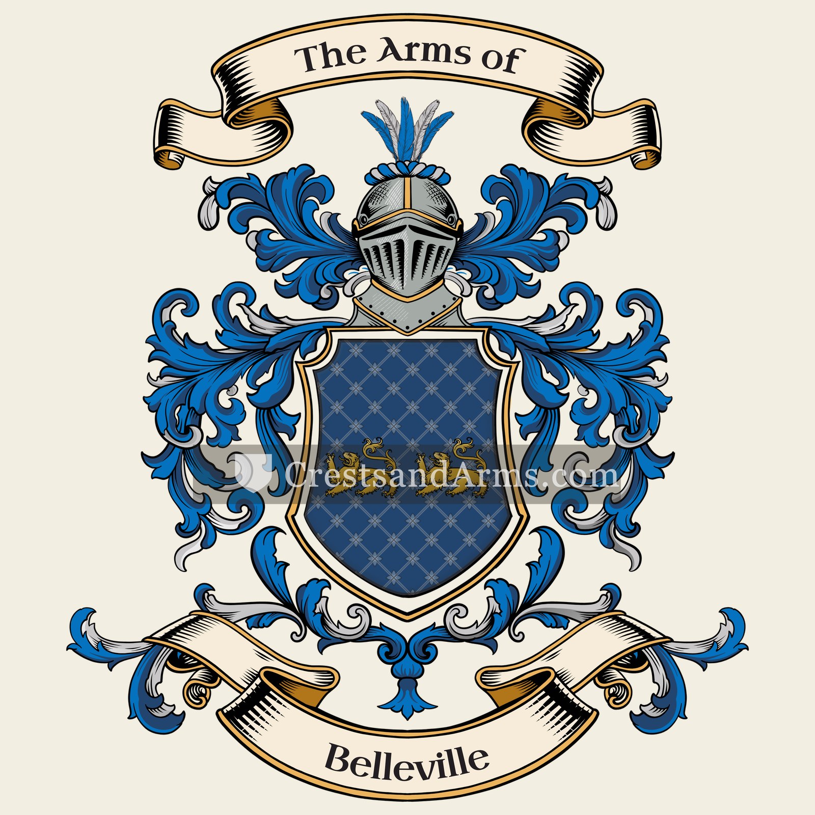 The Belleville coat of arms, drawn from the recorded blazon