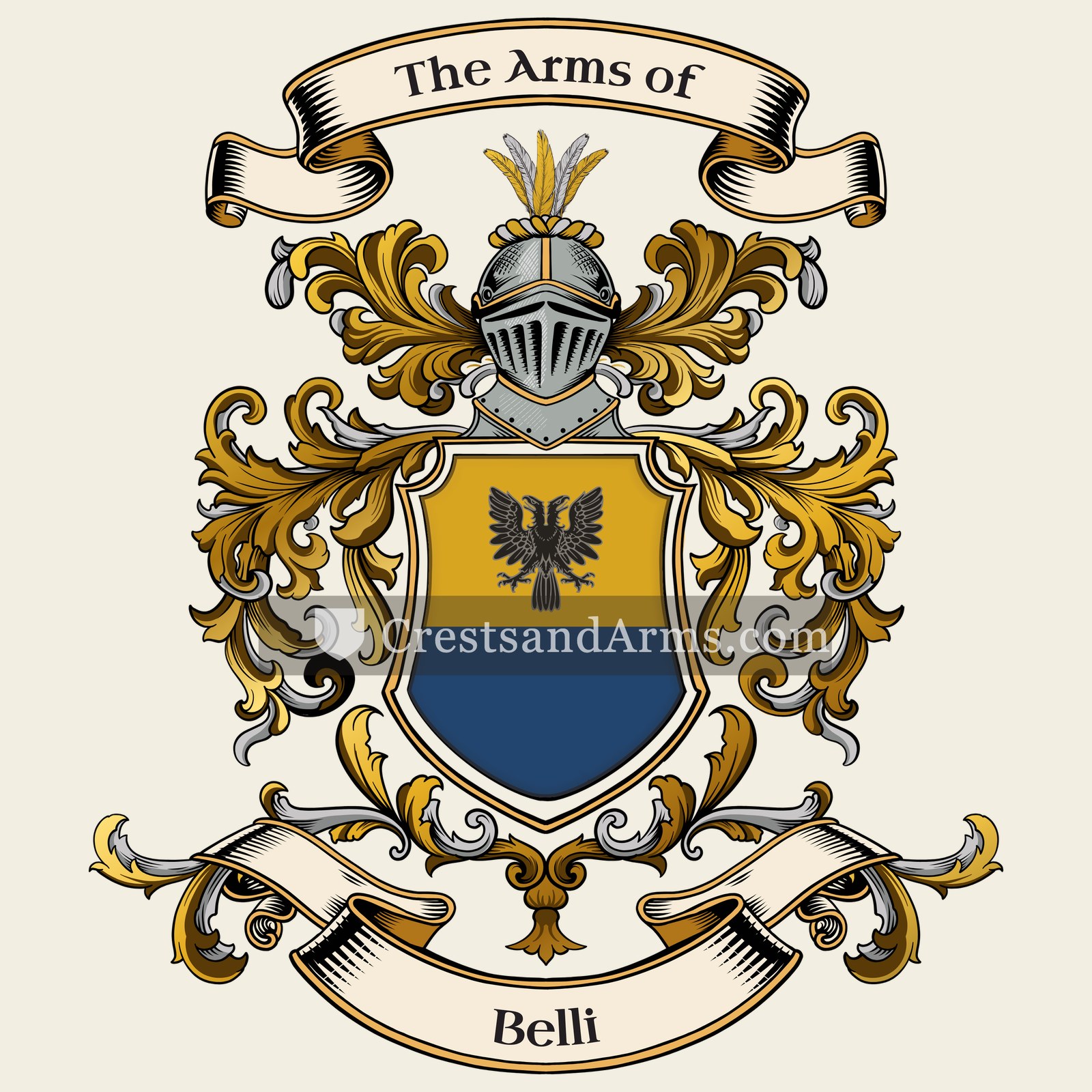 The Belli coat of arms, drawn from the recorded blazon