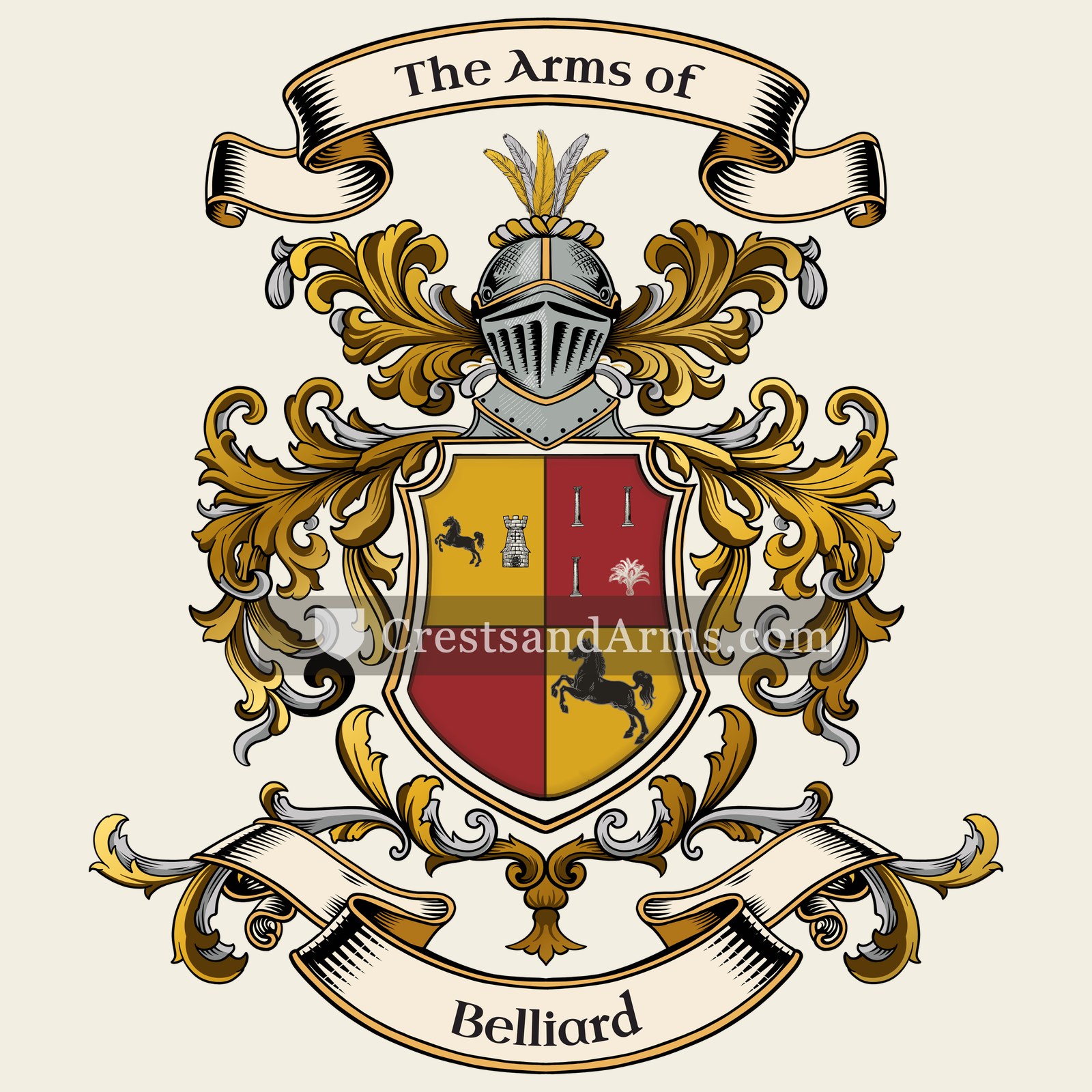 The Belliard coat of arms, drawn from the recorded blazon
