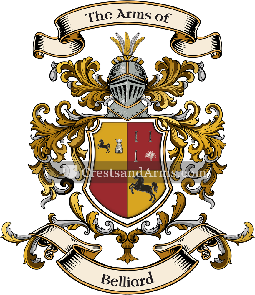 The Belliard coat of arms, drawn from the recorded blazon