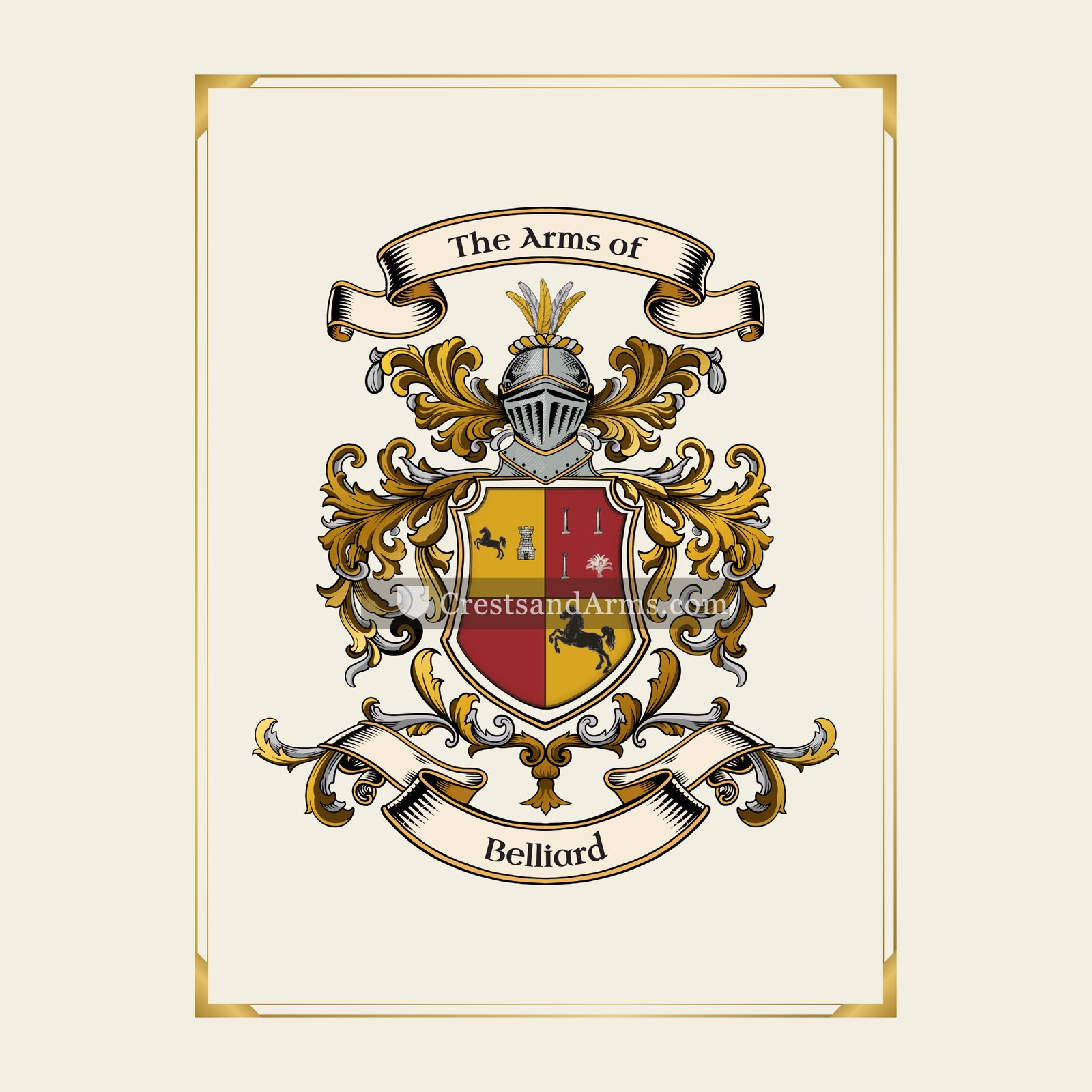 With gold border